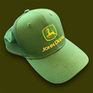 John Deere Green Trucker Hat Snapback Mesh Cap One Sz. Fits All Farming Workwear